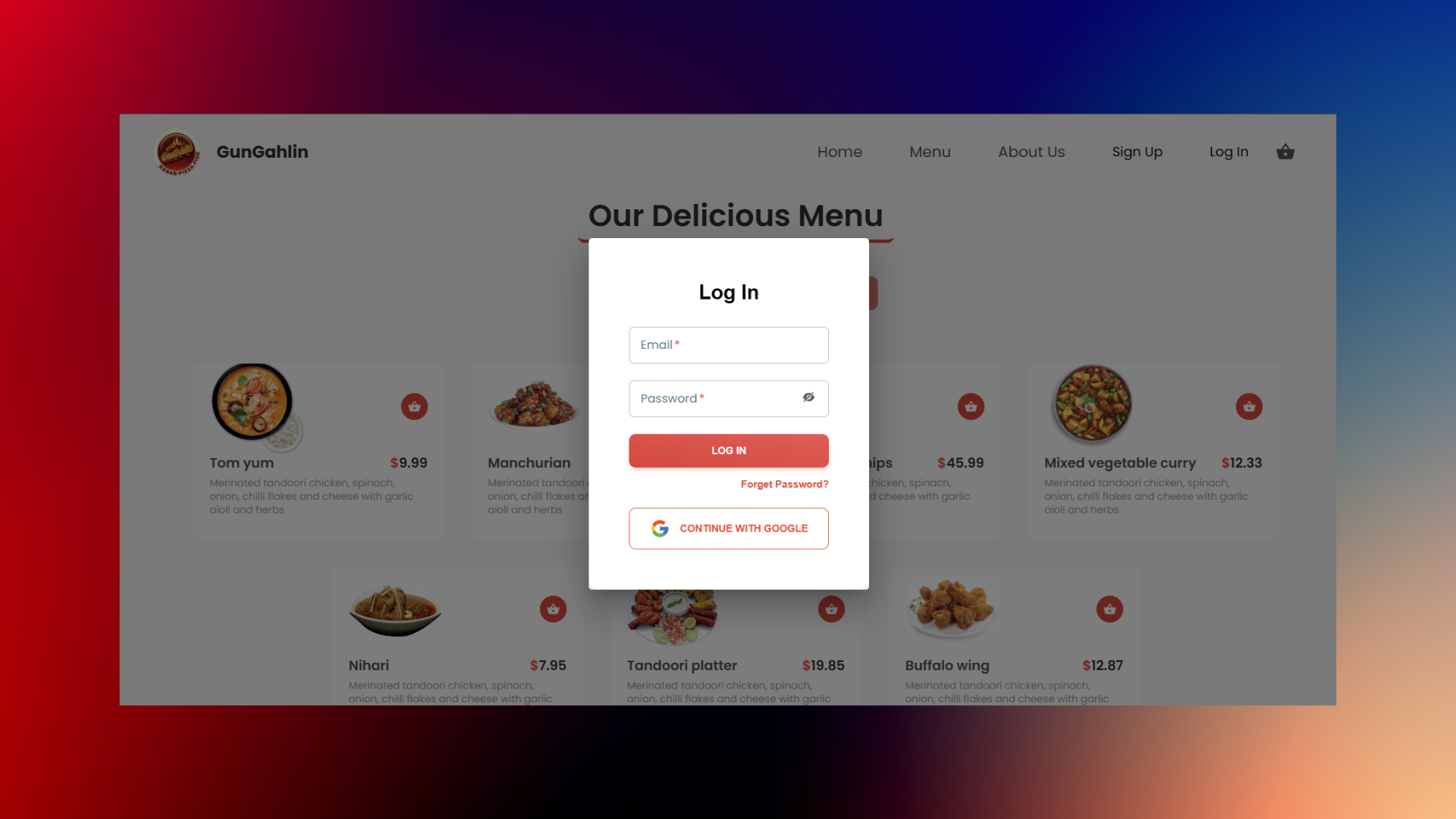 Restaurant Website screenshot 1